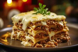 AI generated Traditional italian food lasagne with meat sauce. AI Generated photo