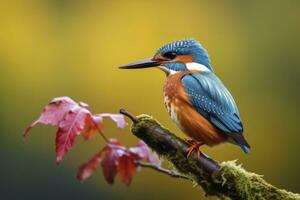 AI generated Kingfisher sitting on the tree branch. AI Generated photo