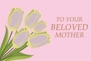 Background for Mother's Day. In the style of modern art. Abstract background with tulips in pastel colors on a soft pink background. Mother's Day banner for card, cover. vector