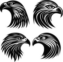 a set of eagle head vector artwork.