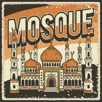Retro Vintage Mosque Poster Vector