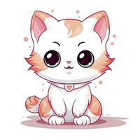 AI generated Cute Kawaii cat clipart icon white background. AI Generated photo