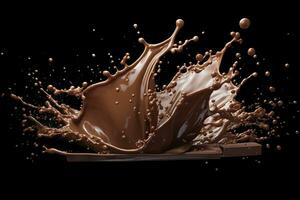 AI generated splash of chocolate or Cocoa. Generative AI photo