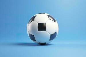 AI generated soccer ball on light blue background. Generative AI photo