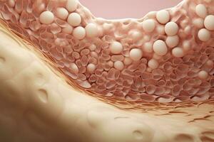 AI generated Saggy skin layer and skin cells, 3D rendering. Generative AI photo