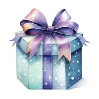 AI generated Watercolor birthday present with bow isolated on white background.  AI Generated photo