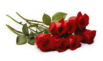 AI generated Red rose bouquet isolated on white background. AI Generated photo