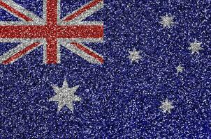 Australia flag depicted on many small shiny sequins. Colorful festival background for party photo