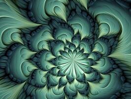 AI generated Aqua and Green psychedelic fractal.  AI Generated photo