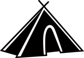 Camping tent silhouette vector illustration. Isolated on white background. AI generated illustration.