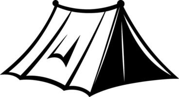 Camping tent silhouette vector illustration. Isolated on white background. AI generated illustration.