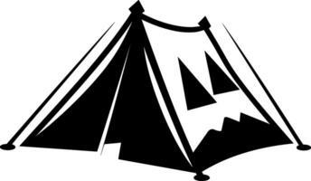 Camping tent silhouette vector illustration. Isolated on white background. AI generated illustration.