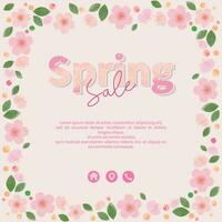 Pink themed spring sale with cherry blossoms vector