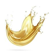 AI generated Golden Oil or Cosmetic essence splash isolated on white background, 3d illustration. AI Generated photo