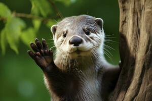 ai generado nutria en el agua. ai generado foto