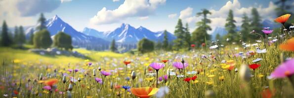 AI generated Idyllic Meadow on summer. AI Generated photo