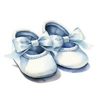 AI generated Watercolor newborn small shoes isolated white background. AI Generated photo