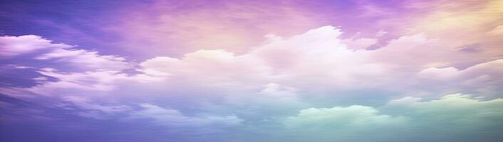 AI generated Rainbow sky with fluffy clouds. Multicolored toned sky. AI Generated. photo