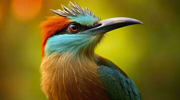 AI generated Turquoise Browed Motmot in vibrant colors. Generative AI photo