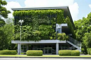 AI generated Office building with green environment. AI Generated photo