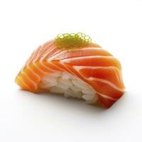 AI generated A sushi salmon on white background. AI Generated photo