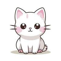 AI generated Cute Kawaii cat clipart icon white background. AI Generated photo