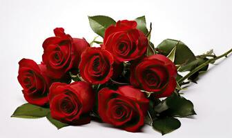 AI generated Red rose bouquet isolated on white background. AI Generated photo