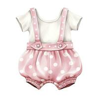 AI generated Pink baby girl romper in watercolors on a white background. AI Generated photo