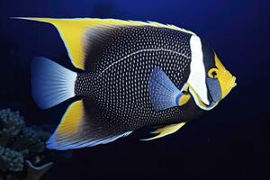 AI generated Beautiful angelfish in the ocean. AI Generated photo