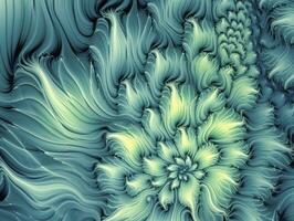 AI generated Aqua and Green psychedelic fractal.  AI Generated photo