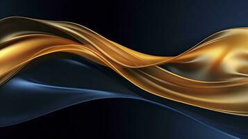 AI generated Gold and navy blue waves abstract. AI Generated. photo