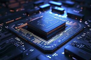AI generated Futuristic central processor unit. Powerful Quantum CPU motherboard. AI Generated photo