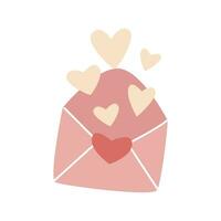 Hand drawn open envelope with hearts clip art vector