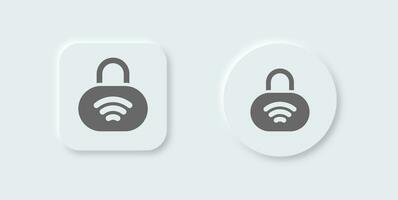 Smart lock solid icon in neomorphic design style. Digital security signs vector illustration.