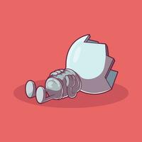 Broken Light Bulb character on the floor vector illustration. Tech, idea design concept.