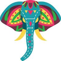elefante cabeza icono, elefante de colores vector