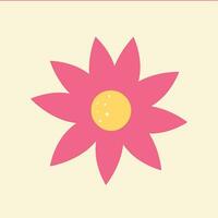 Pink flower isolated in doodle simple style. Chamomile plant in girly cartoon for sticker. vector