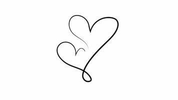 Heart continuous one line drawing. Video flat cartoon animation design element. alpha channel transparency