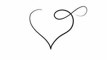 Heart continuous one line drawing. Video flat cartoon animation design element. alpha channel transparency