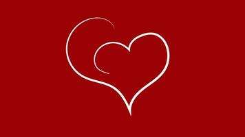 Heart line art on red background. Video flat cartoon animation design element. alpha channel transparency