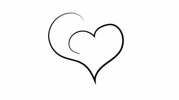 Heart continuous one line drawing. Video flat cartoon animation design element. alpha channel transparency