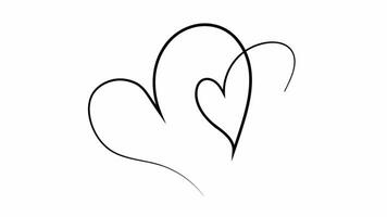 Heart continuous one line drawing. Video flat cartoon animation design element. alpha channel transparency