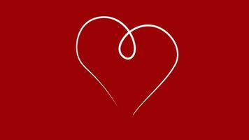 Heart line art on red background. Video flat cartoon animation design element. alpha channel transparency