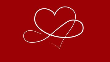 Heart line art on red background. Video flat cartoon animation design element. alpha channel transparency