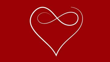 Heart line art on red background. Video flat cartoon animation design element. alpha channel transparency