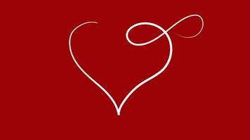 Heart line art on red background. Video flat cartoon animation design element. alpha channel transparency