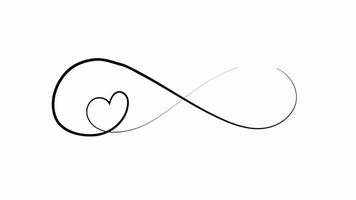 Heart continuous one line drawing. Video flat cartoon animation design element. alpha channel transparency