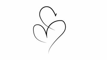 Heart continuous one line drawing. Video flat cartoon animation design element. alpha channel transparency