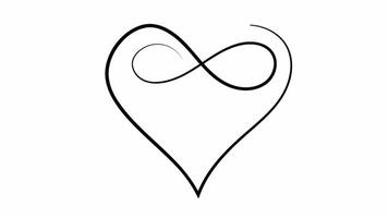 Heart continuous one line drawing. Video flat cartoon animation design element. alpha channel transparency