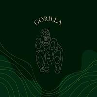 gorilla in abstract illustration for logo or brand, with green background and curved lines vector